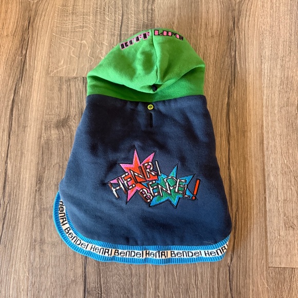 Henri Bendel Green and Navy Dog Hoodie